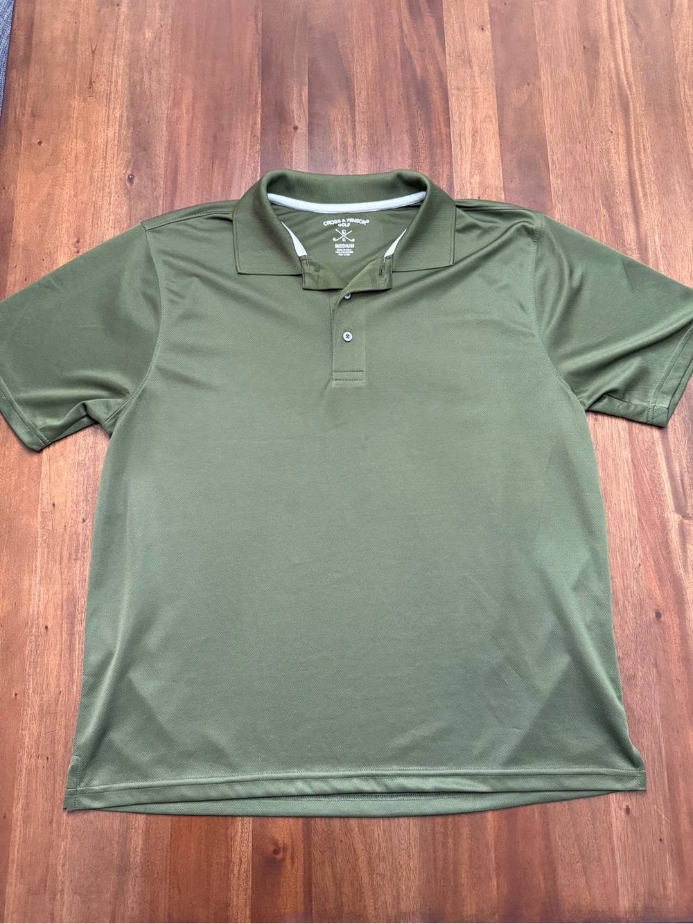 Men's Olive Polo Performance Shirt with Classic Collar